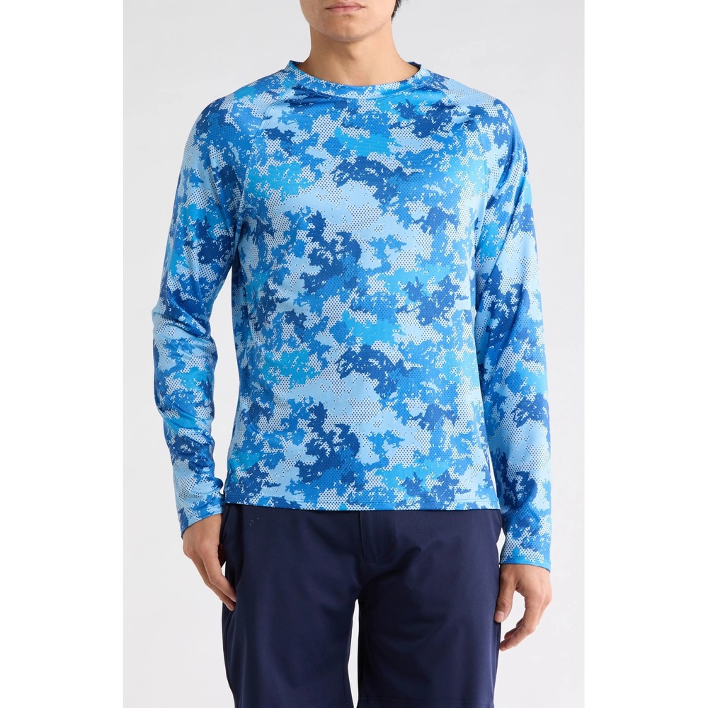 Robert Graham Mens Blue Digital Camo UPF 50+ Sun Protection Shirt 2XL New